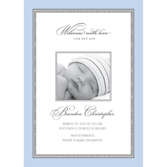 Softly Stated Baby Boy Photo Announcements